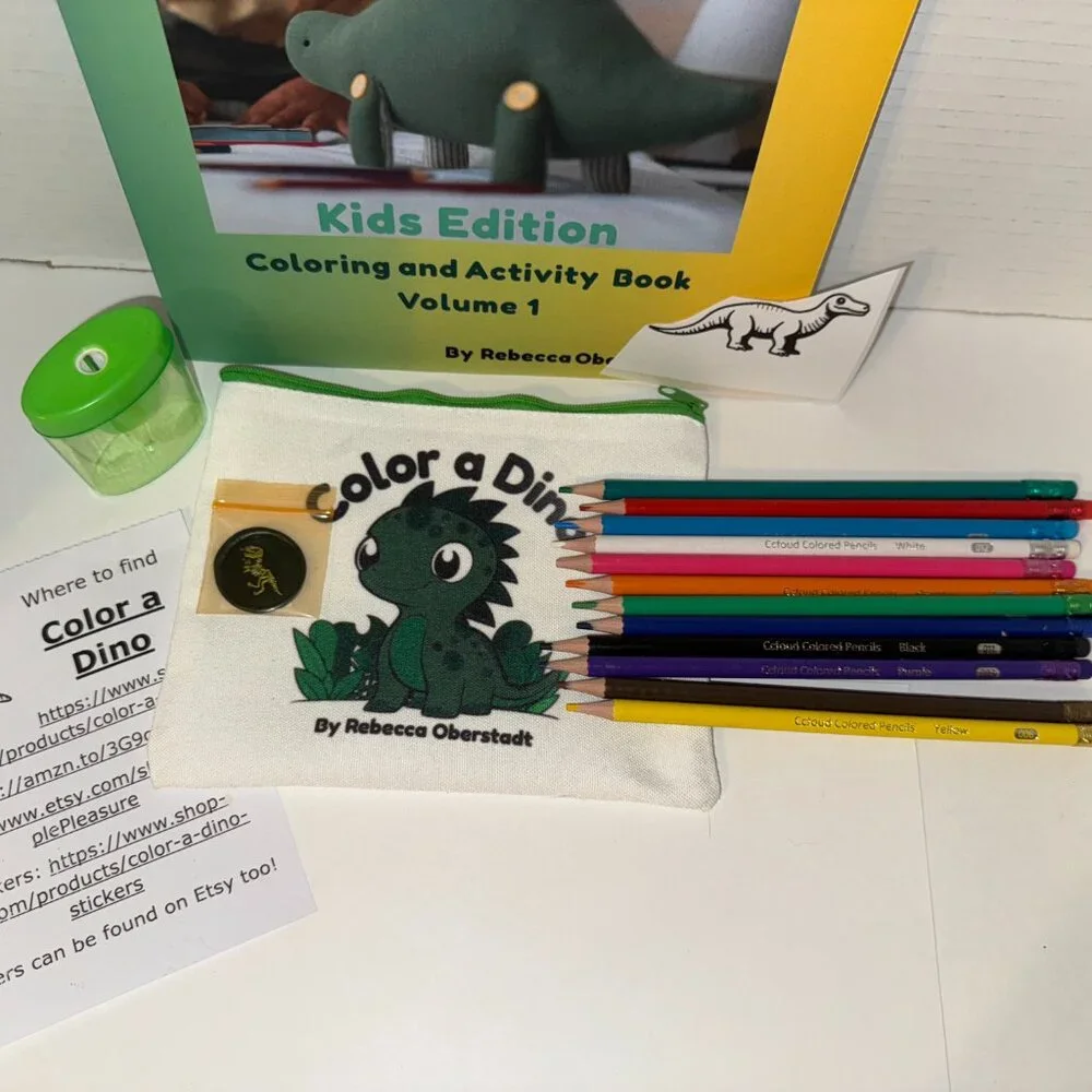Green Color a Dino Zippered Pencil Pouch